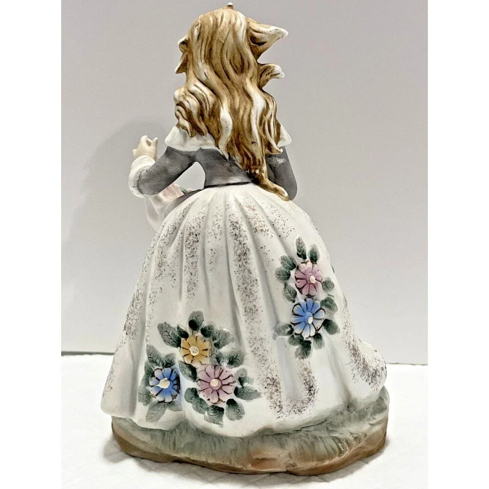 Vintage Lefton China KW133B Hand Painted Girl with Flowers Figurine Japan, EXCL - Picture 4 of 8